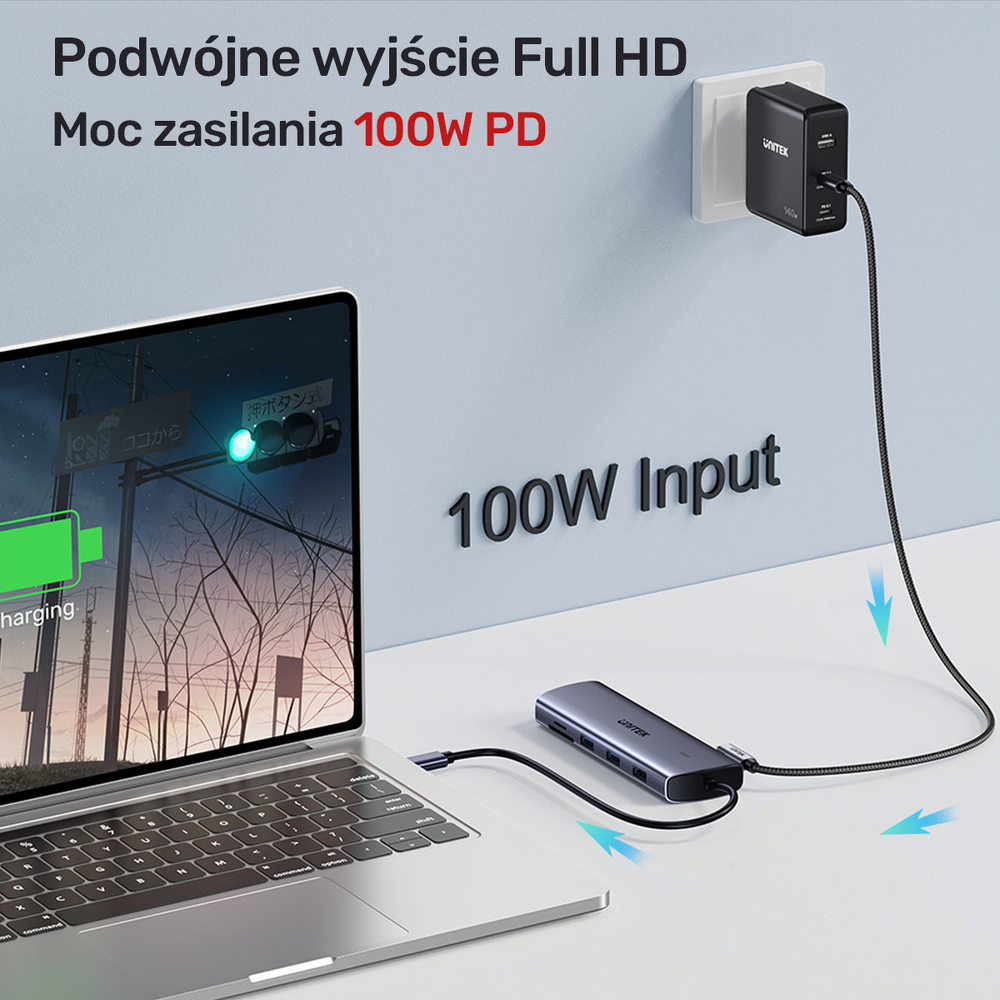 Unitek Hub 9w1 USB C Gigabit Ethernet HDMI VGA 3x USB A czytnik kart PD 100W-1782182