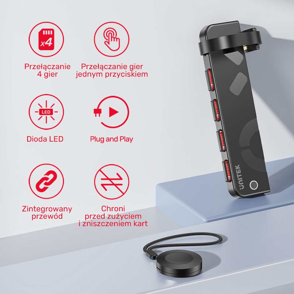 Unitek Czytnik 4 kart Nintendo Switch + pilot-1781296