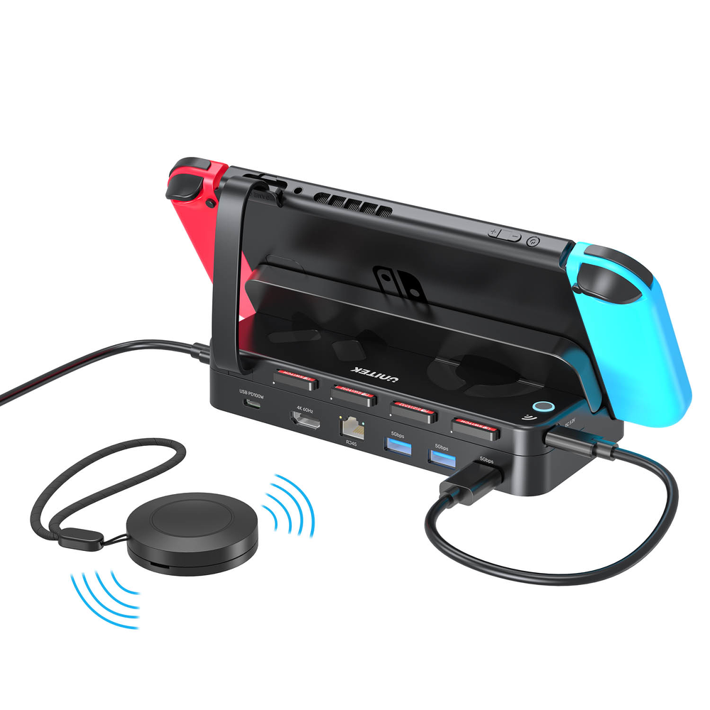 Unitek Stacja dokująca do Nintendo Switch, PD 100W, HDMI 4K, RJ-45, czytnik kart-1781741