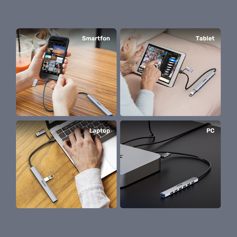 Unitek Hub USB-A/C 7w1 USB A z adapterem USB A 5 Gbps-1785802