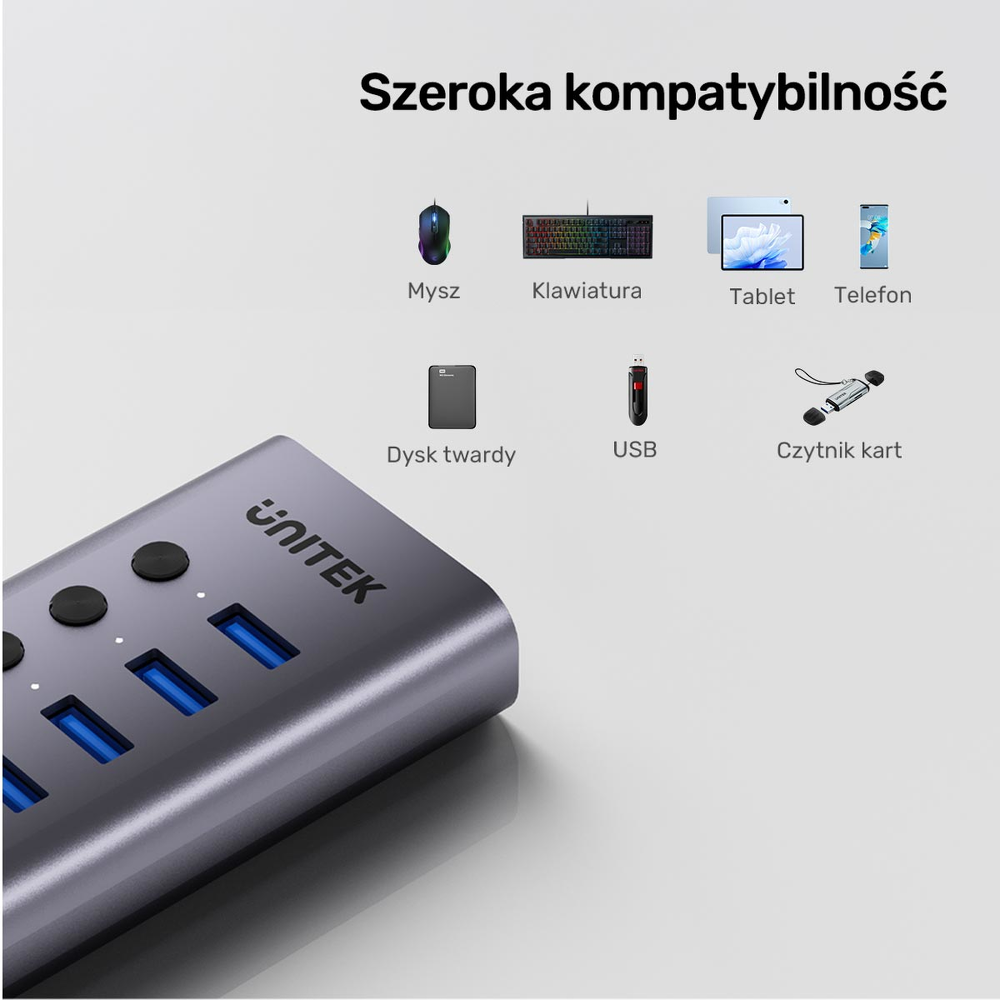 Unitek Hub USB A 3.0 7w1, 5Gbps z przełącznikami portów-1784512
