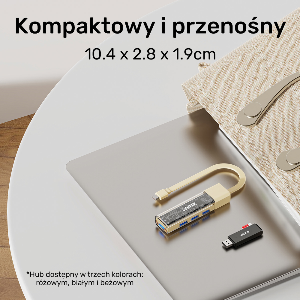 Unitek hub dwukierunkowy USB C/USB A 5Gbps, 4x USB A kremowy-1783381