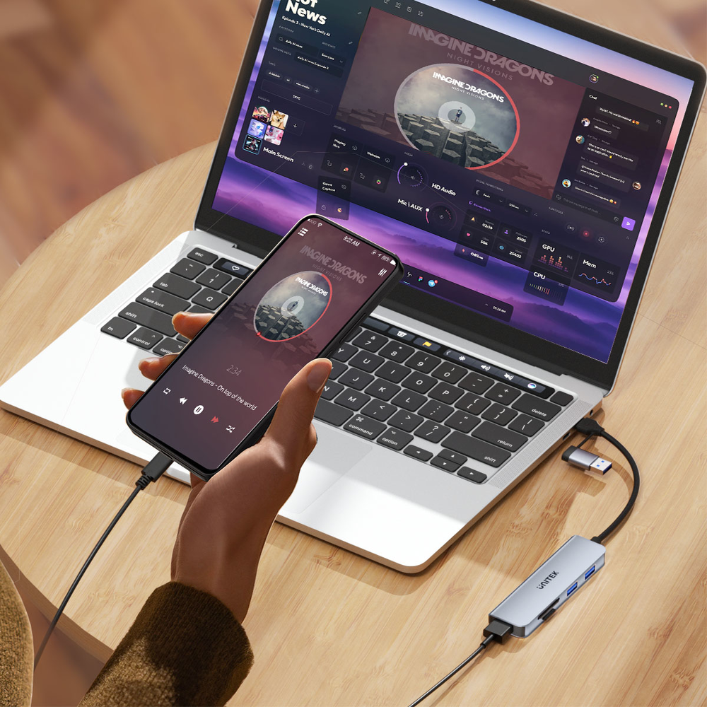 Unitek Hub 5w1 USB-A/C 5 Gbps z czytnikiem kart SD i micro SD-1784364