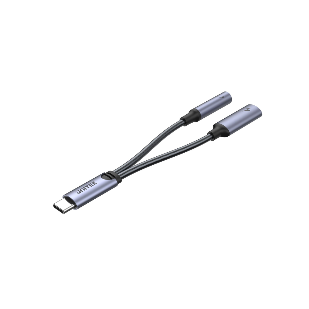 Unitek Adapter USB-C na minijack 3,5mm i USB-C 60W-1635812