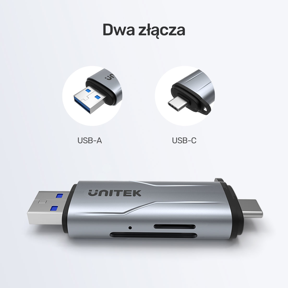 Unitek Czytnik kart SD/microSD USB-A 5Gbps/USB-C-1638696