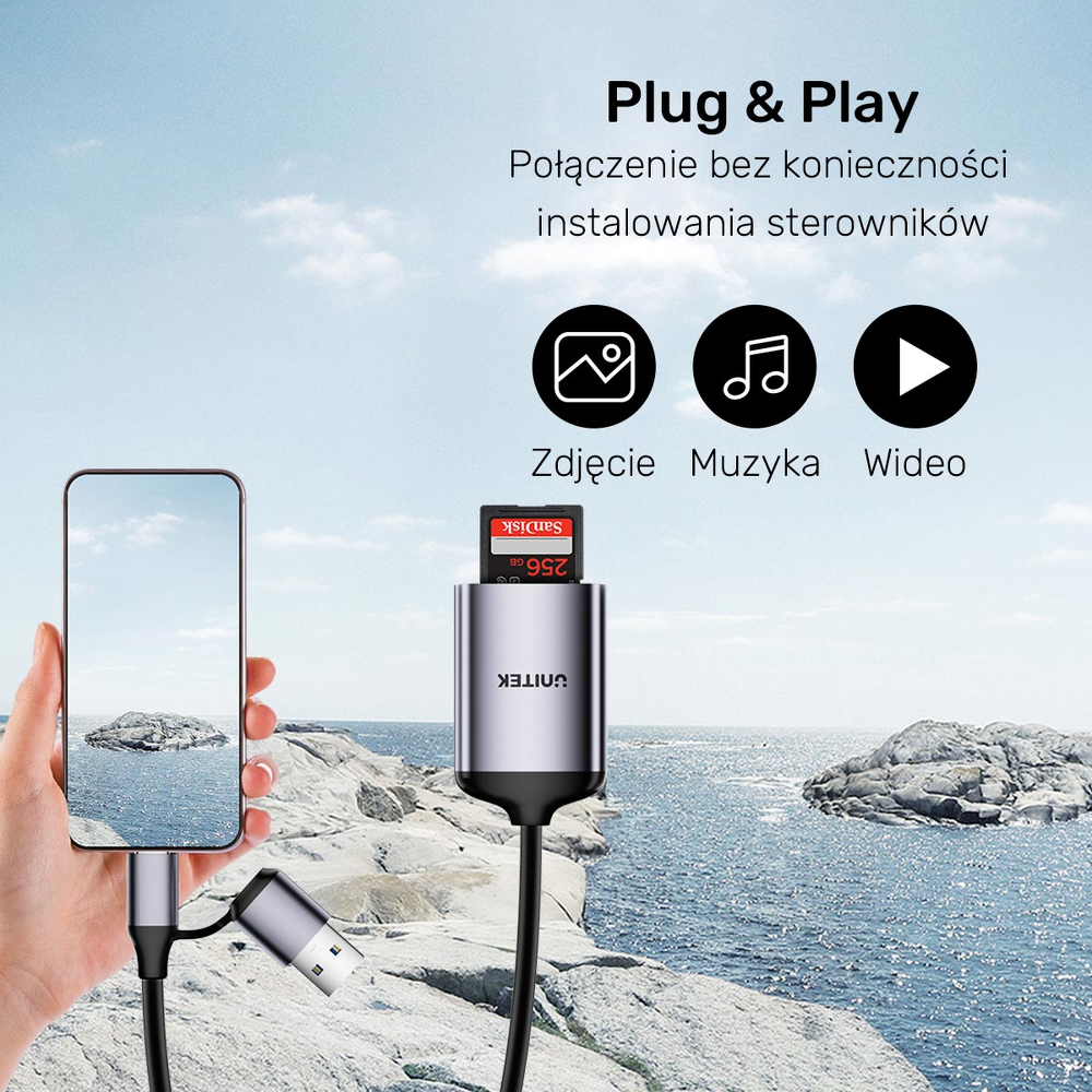 Unitek Czytnik kart pamięci SD4.0 /Micro SD4.0, 2w1-1784437