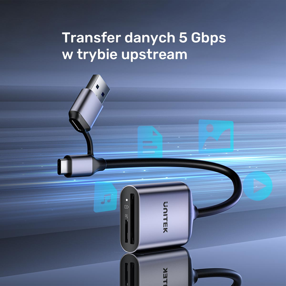 Unitek Czytnik kart pamięci SD4.0 /Micro SD4.0, 2w1-1784445