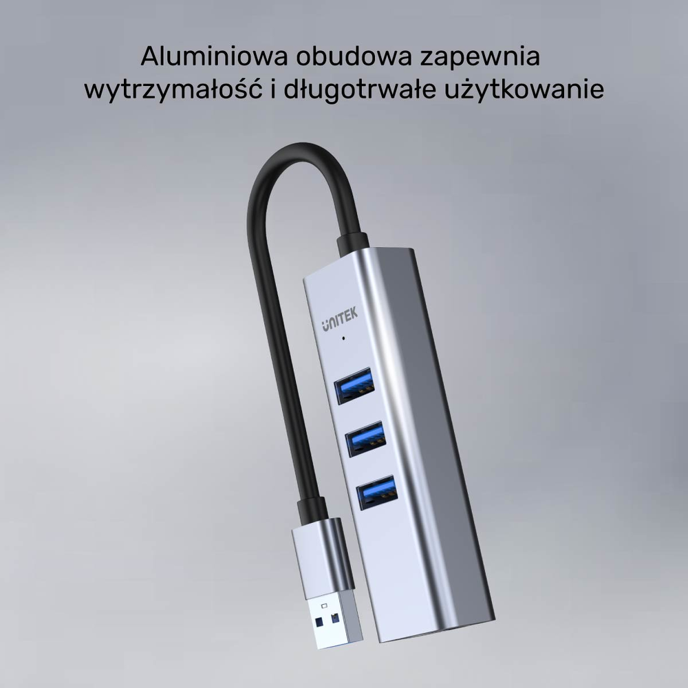Unitek Hub USB C 4w1 Ethernet 3 x USB A 5 Gbps z adapterem USB A-1783401