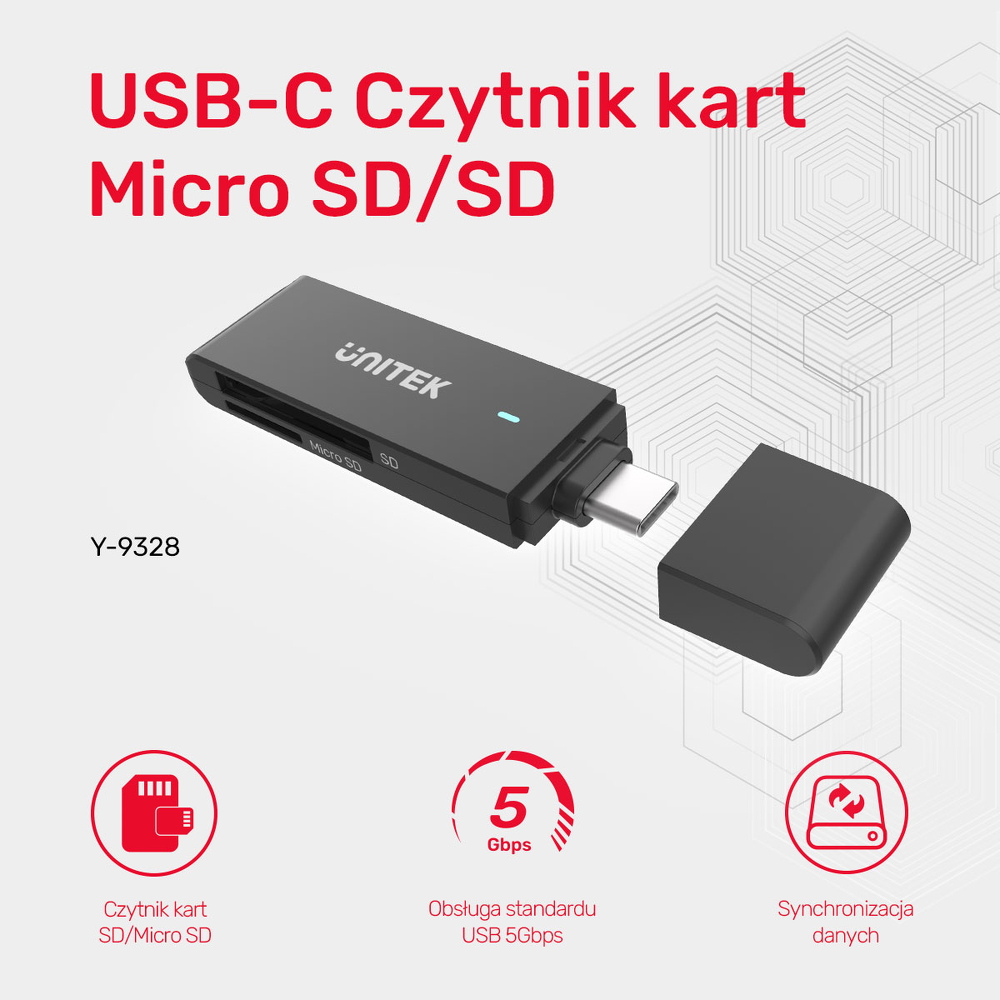 Unitek Czytnik kart SD i microSD USB-C-1638638