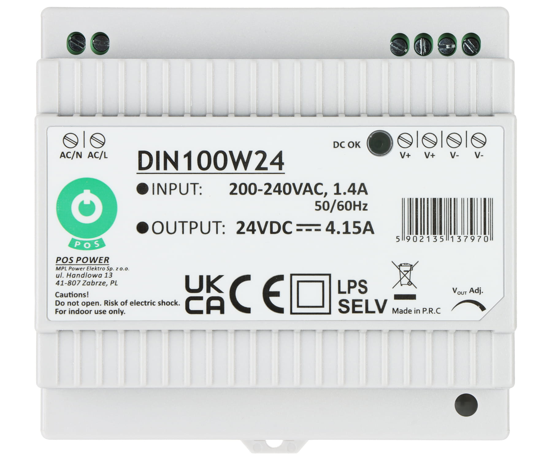 ZASILACZ IMPULSOWY DIN100W24 POS-1775024