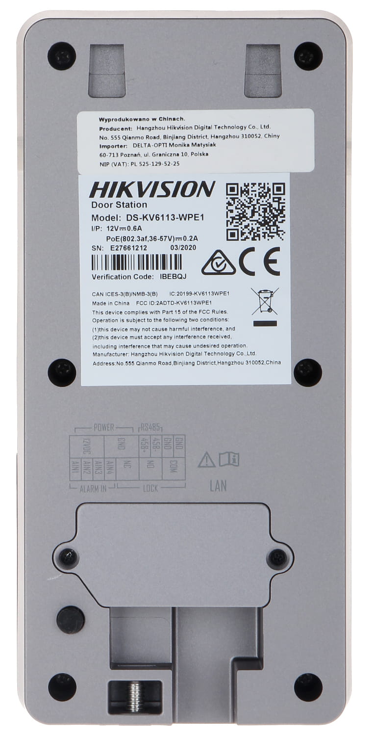 ZESTAW WIDEODOMOFONOWY DS-KIS603-P(B) Hikvision-1329694