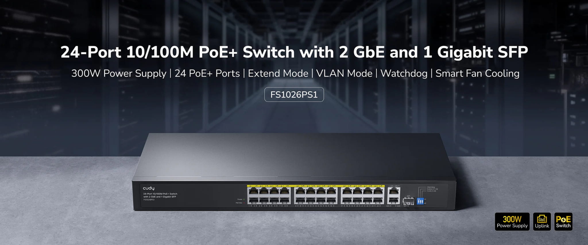 SWITCH POE FS1026PS1 24-PORTOWY SFP CUDY-1790448