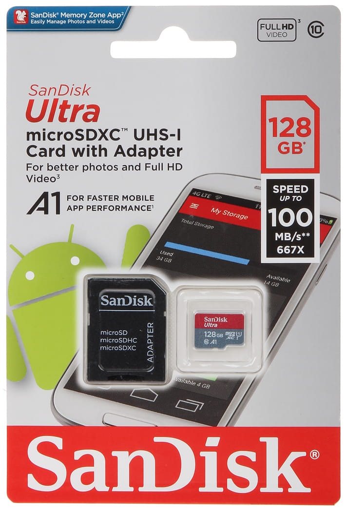 KARTA PAMIĘCI SD-MICRO-10/128-SAND microSD UHS-I, SDXC 128GB SANDISK-1347676