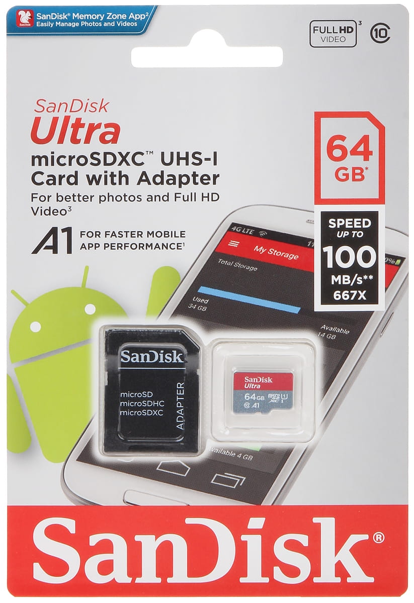 KARTA PAMIĘCI SD-MICRO-10/64-SAND microSD UHS-I, SDXC 64GB SANDISK-1347673