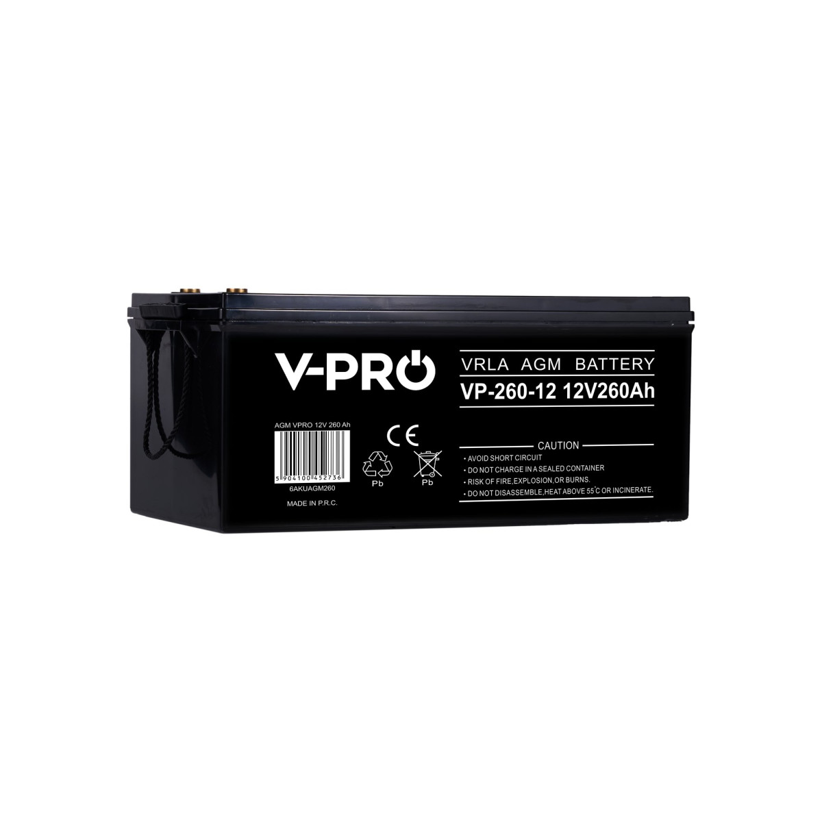 VOLT Polska VPRO 12V 260Ah – akumulator VRLA AGM – widok z przodu.jpg