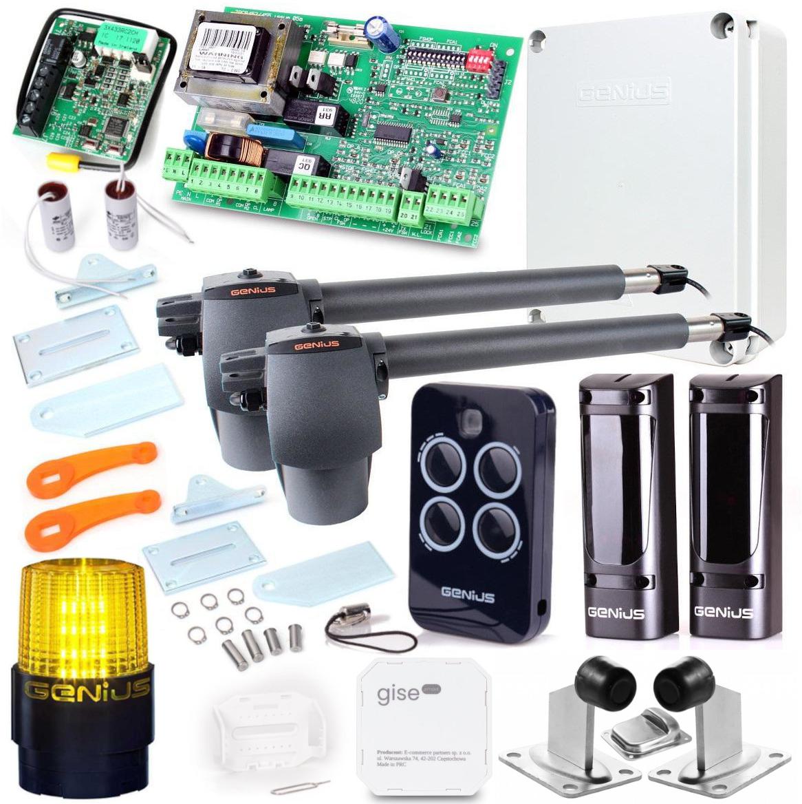 Zestaw Genius G-Bat 400 do bram 8m dwuskrzydłowych (lampa + stopka + odboje + moduł Wi-Fi)-1660006