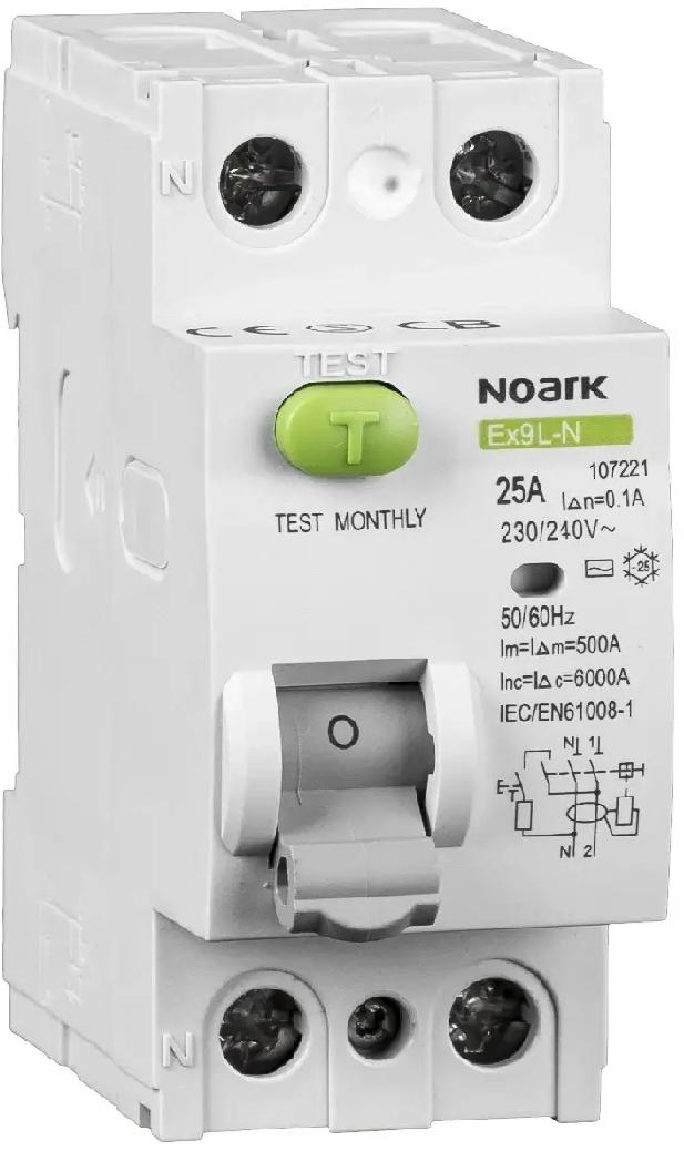 WYŁĄCZNIK RÓŻNICOWOPRĄDOWY, 6 KA, 40A, 30MA, 2P TYP AC EX9L-N Noark 108315-1855460