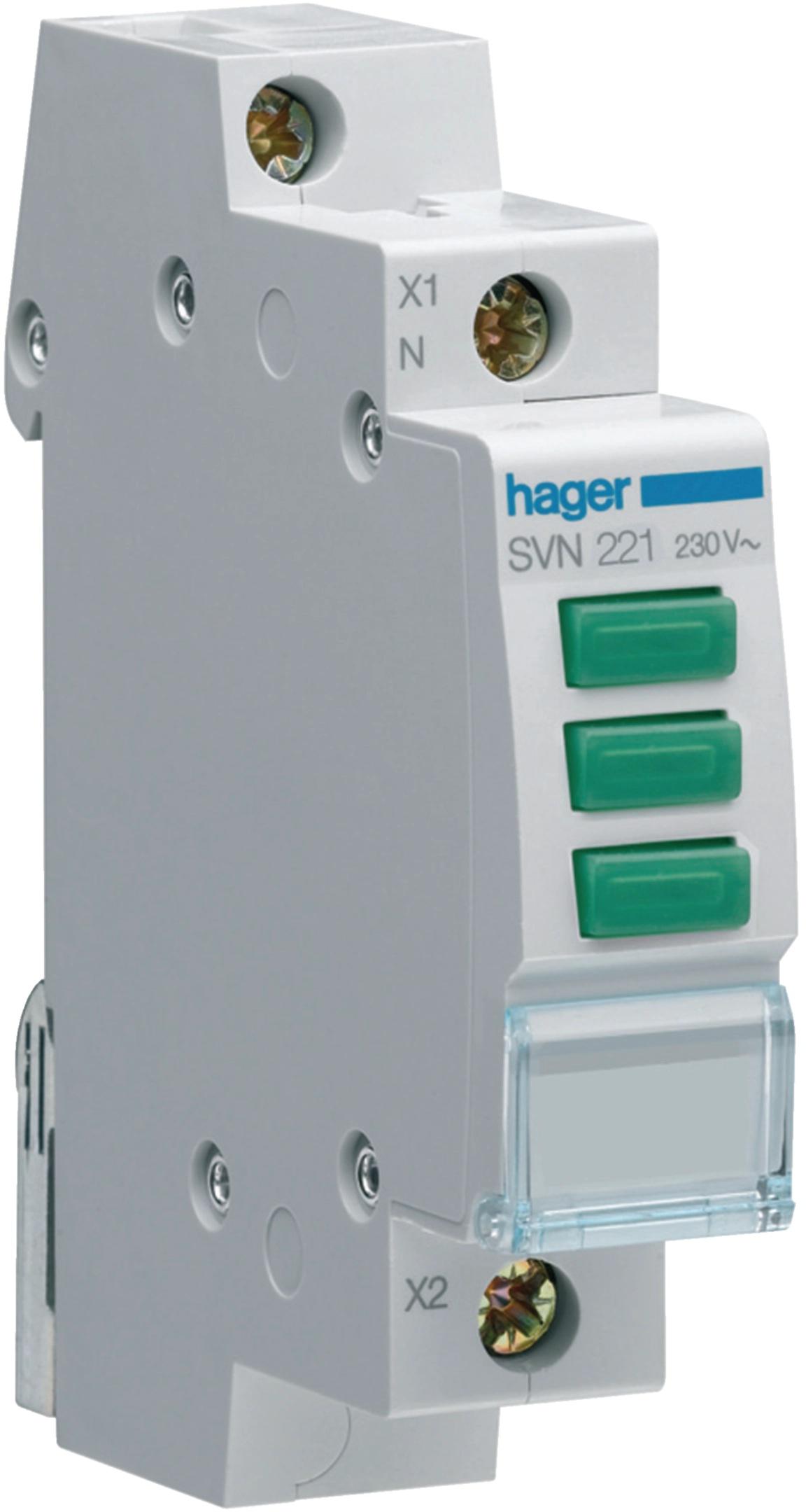 Lampka sygnalizacyjna, 230V AC, 3 x Zielony LED HAGER SVN221-1855675