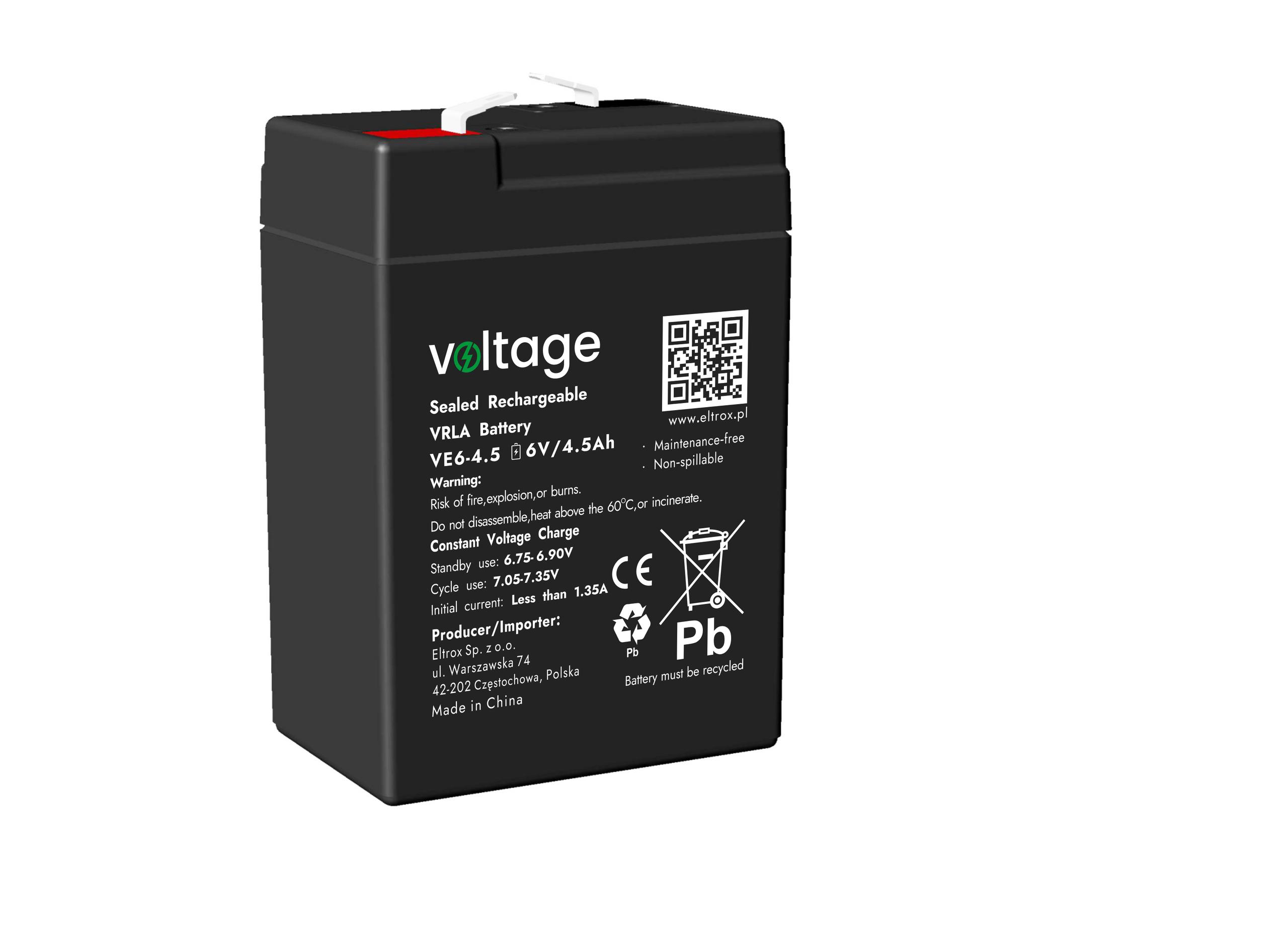 Akumulator AGM Voltage 6V 4,5Ah VE6-4.5 (Żywotność 6-9 lat)-1680794
