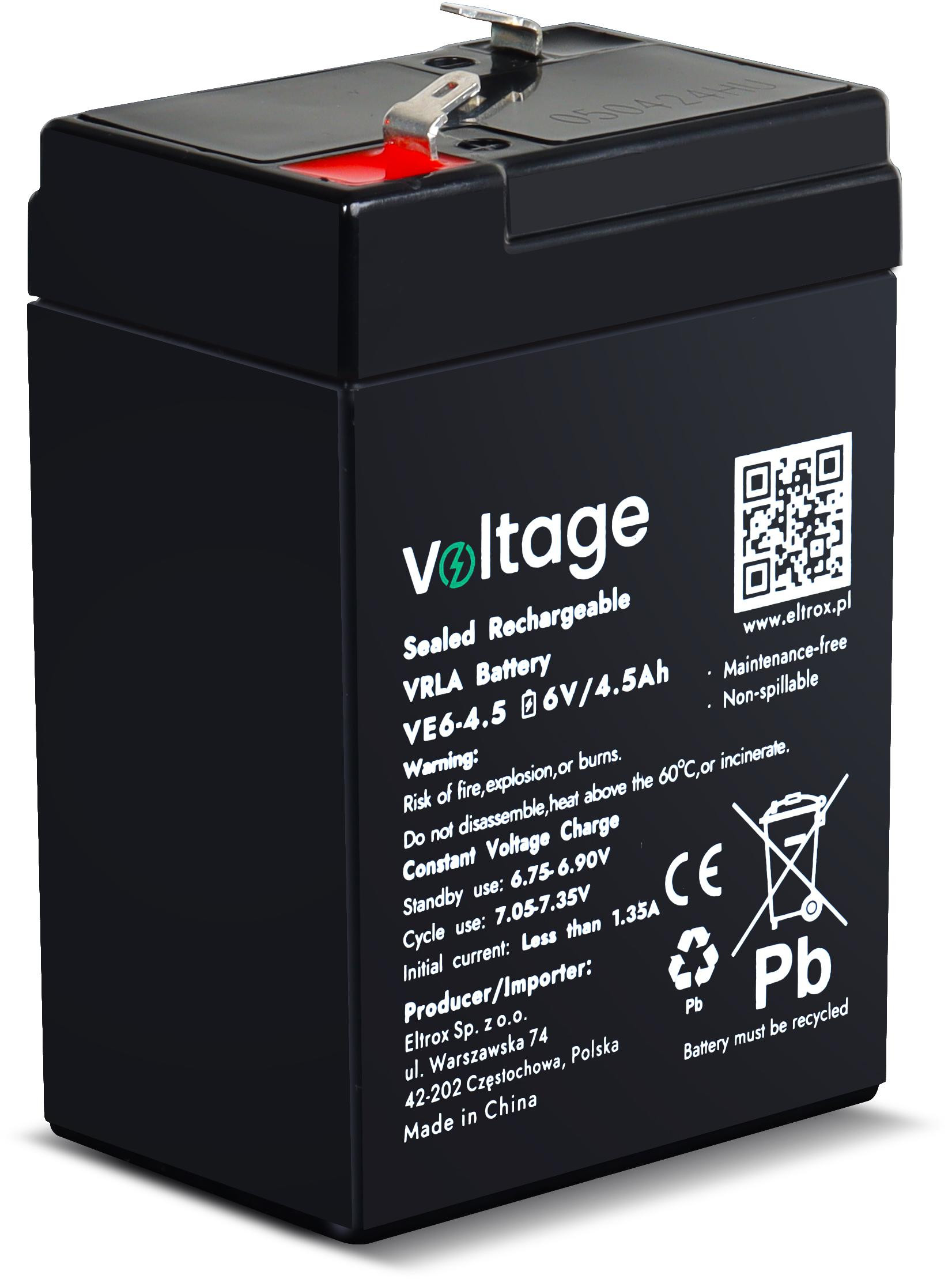 Akumulator AGM Voltage 6V 4,5Ah VE6-4.5 (Żywotność 6-9 lat)-1910229