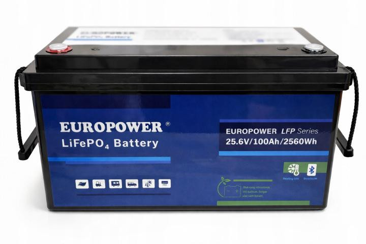 Akumulator LiFePO4 EUROPOWER serii LFP 25,6V 100Ah Bluetooth, mata grzewcza (Żywotność ~4000 cykli)-1968200