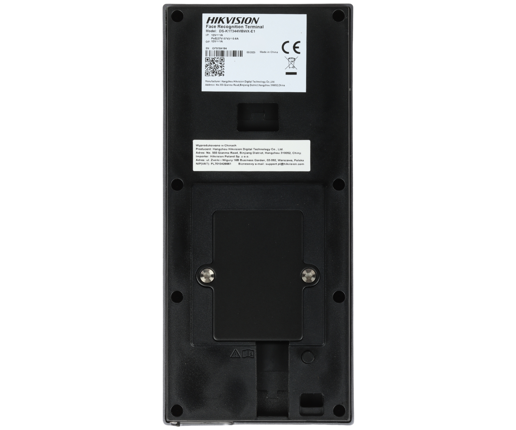 KONTROLER DOSTĘPU Z ROZPOZNAWANIEM TWARZY DS-K1T344MBWX-E1 Hikvision-1888534