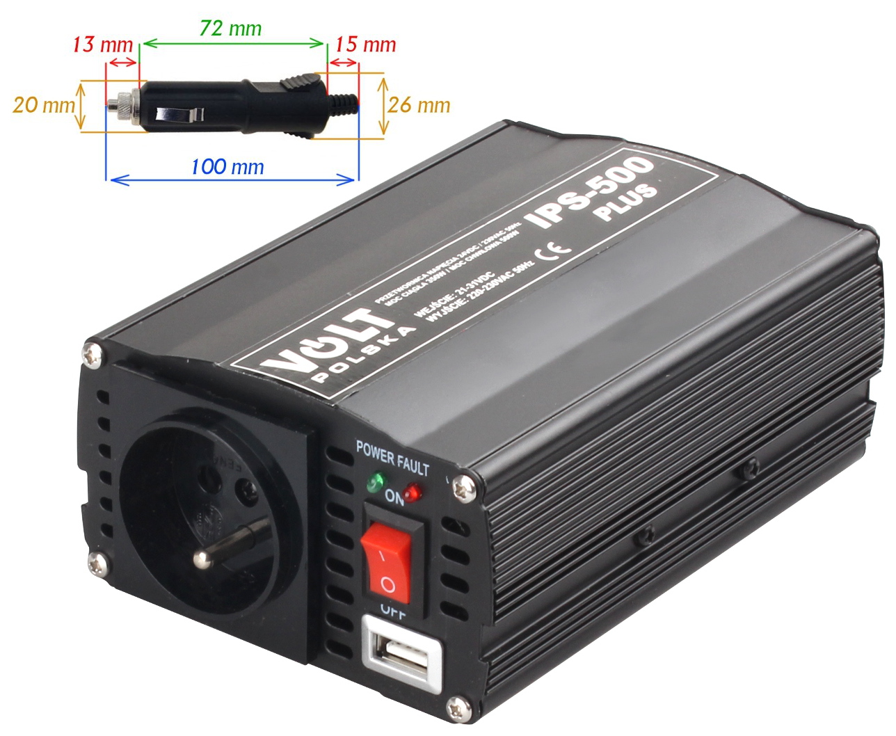 PRZETWORNICA VOLT POLSKA IPS-500 PLUS 24V / 230V 350/500 W-1607625