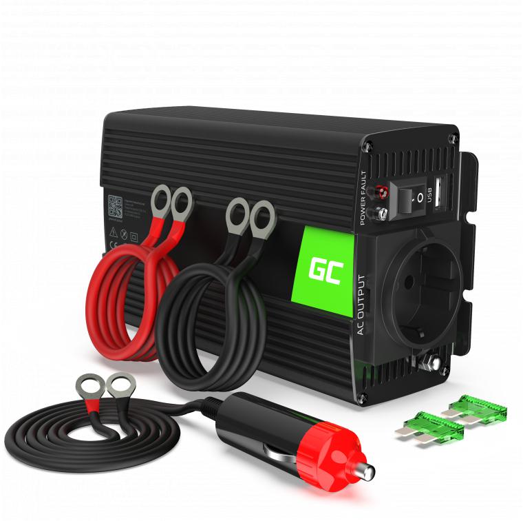 PRZETWORNICA NAPIĘCIA Green Cell 12V / 230V 500W/1000W MODYFIKOWANA SINUSOIDA-1698435