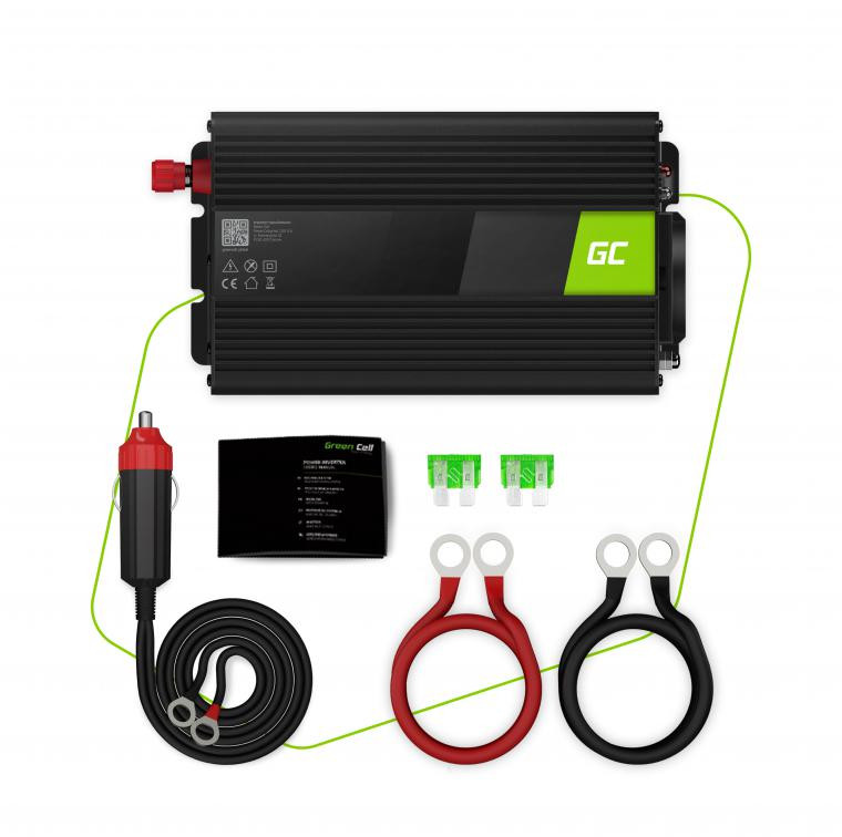 PRZETWORNICA NAPIĘCIA Green Cell 12V / 230V 500W/1000W MODYFIKOWANA SINUSOIDA-1899558