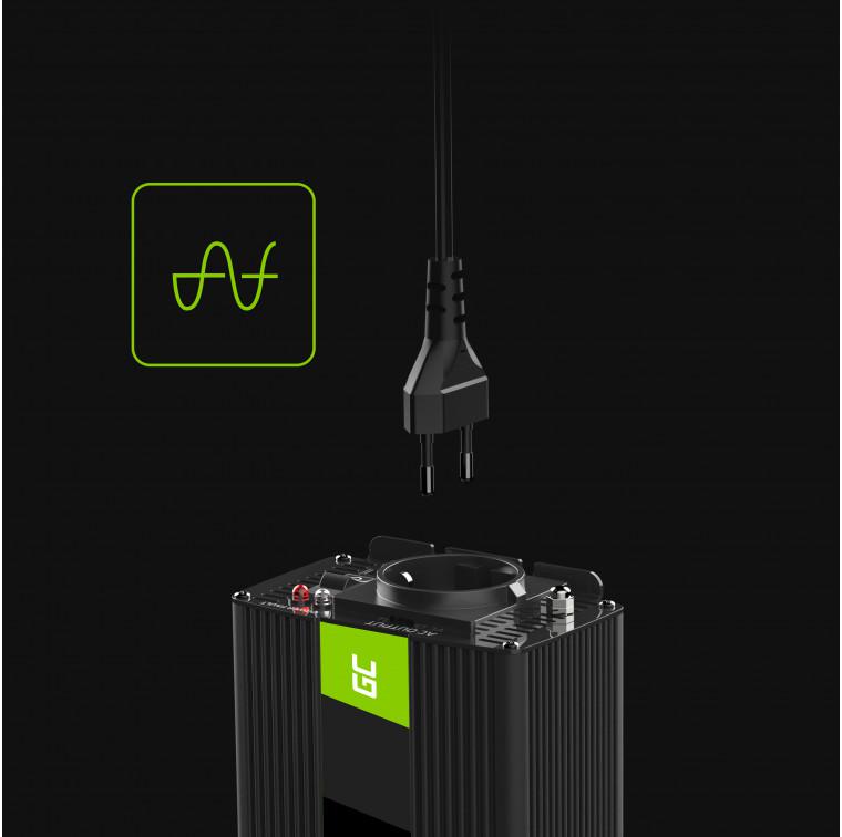 PRZETWORNICA NAPIĘCIA INWERTER Green Cell 12V / 230V 150W/300W CZYSTA SINUSOIDA INV29-1592306