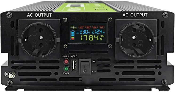 PRZETWORNICA NAPIĘCIA Green Cell PowerInverter LCD 12V / 230V 2000W/4000W CZYSTA SINUSOIDA-1653877