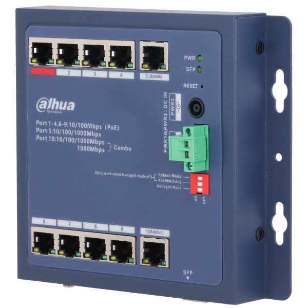 ZARZĄDZALNY SWITCH PRZEMYSŁOWY POE CHS4110-8ET-90-F 8-PORTOWY + 2X UPLINK + 1X SFP DAHUA-1883787