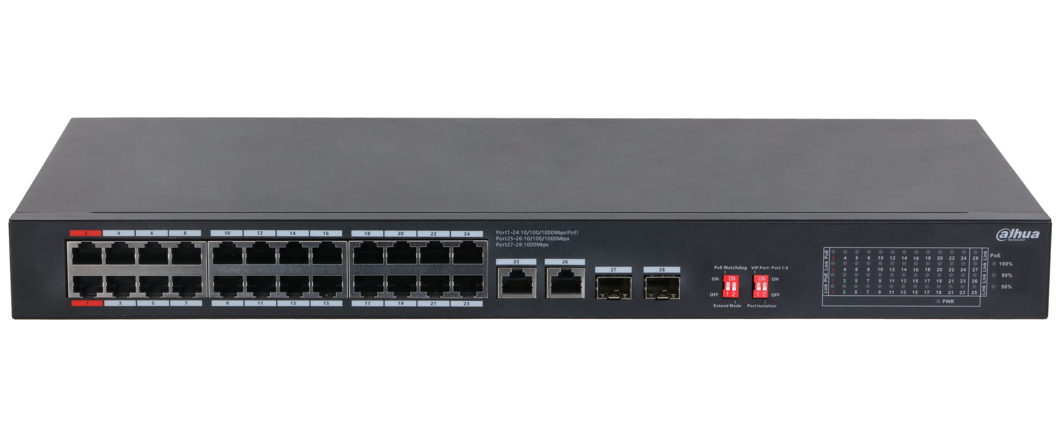 SWITCH POE S3228-24GT-375 24-PORTOWY + 2X UPLINK + 2X SFP DAHUA-1951415