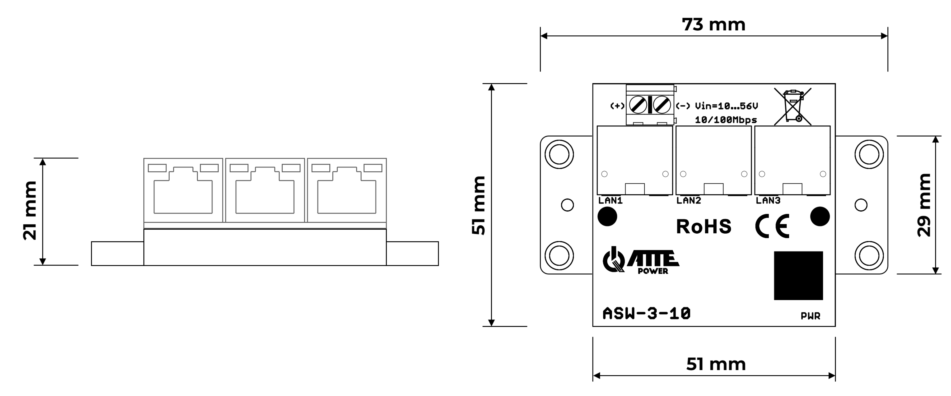 Switch ASW-3-10 3-PORTOWY ATTE-1937729