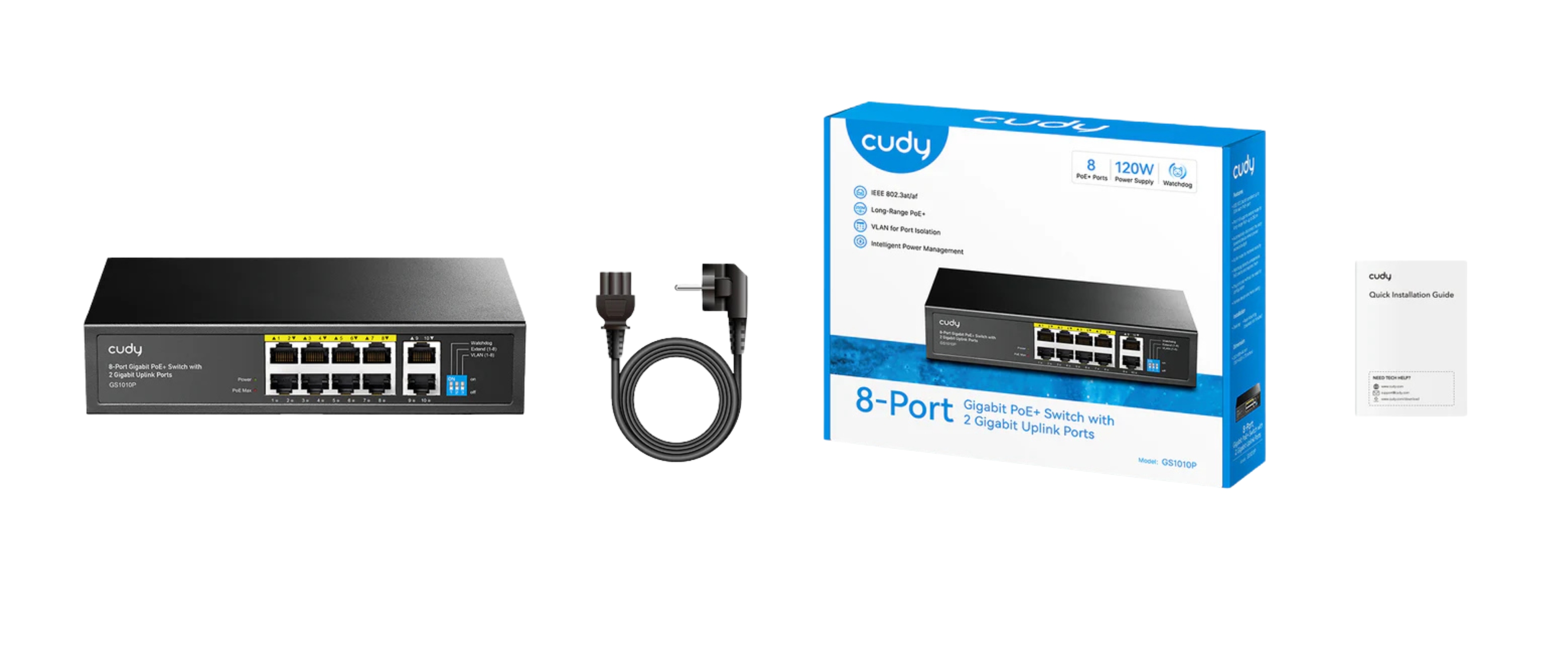 SWITCH POE GS1010P 8-PORTOWY + 2X UPLINK CUDY-1937928