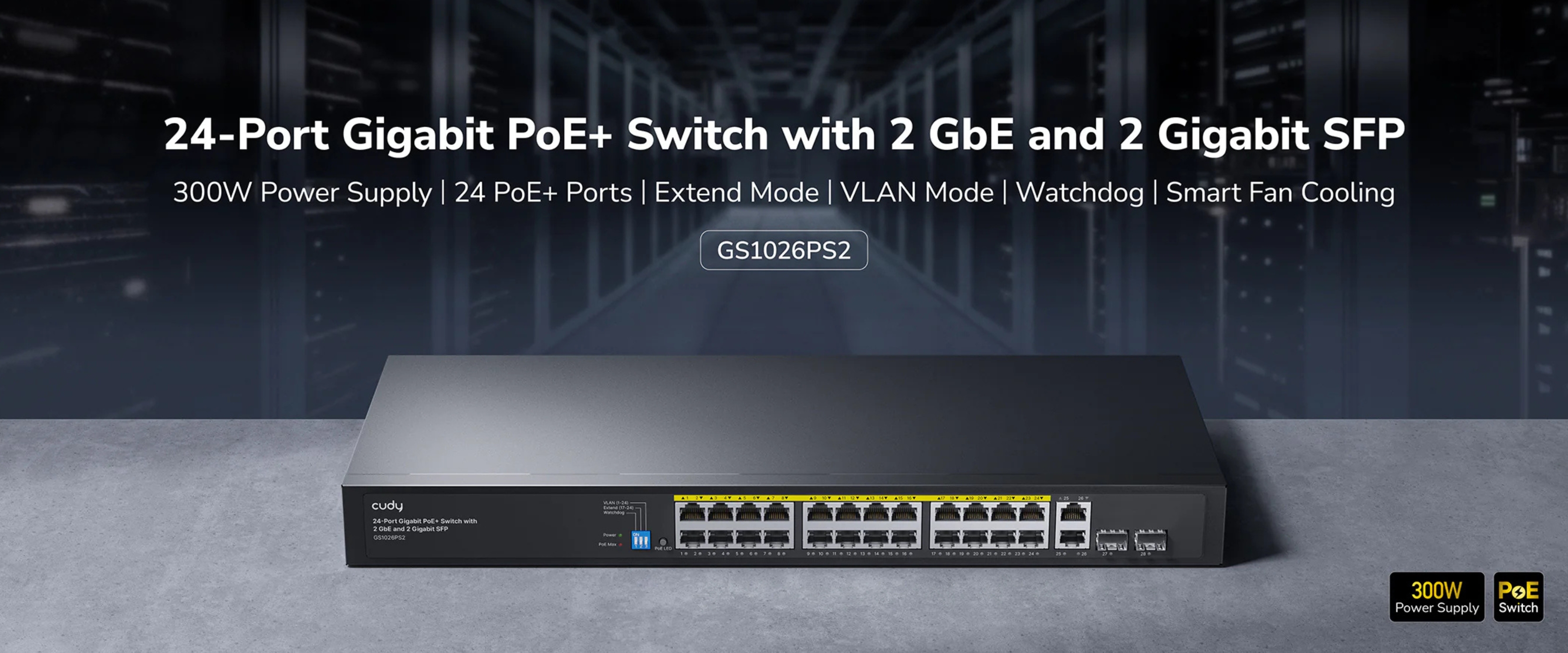 SWITCH POE GS1026PS2 24-PORTOWY + 2X UPLINK + 2X SFP CUDY-1937886
