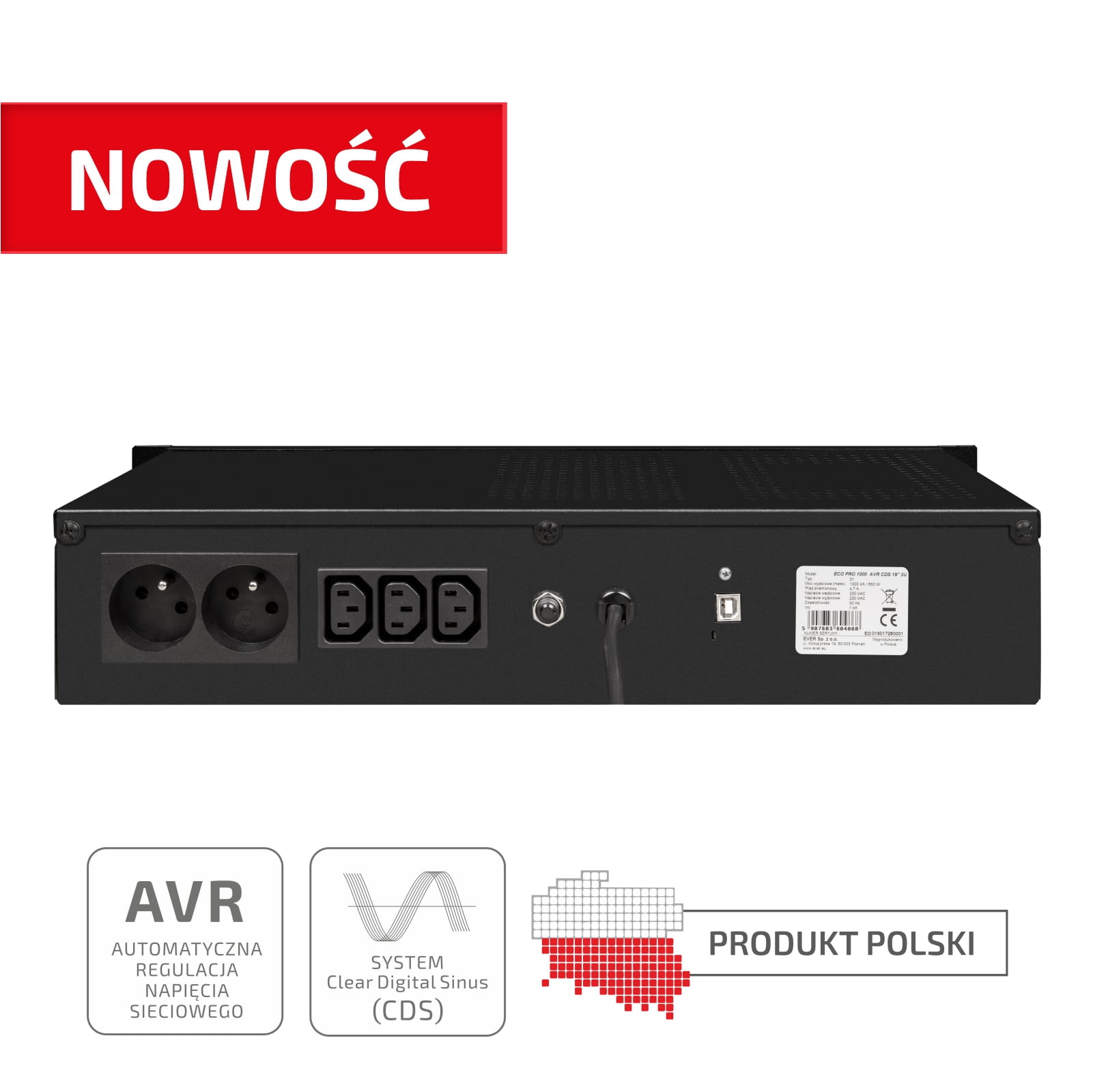 UPS EVER ECO Pro 1200 AVR CDS 19" 2U-724224